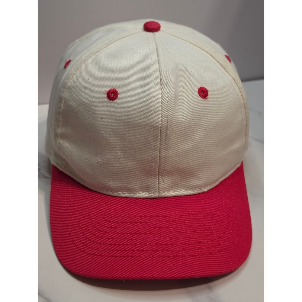 Otto Cap Mens Vintage Style Two Tone Snapback Hat Off White Red Flat Bill Blank